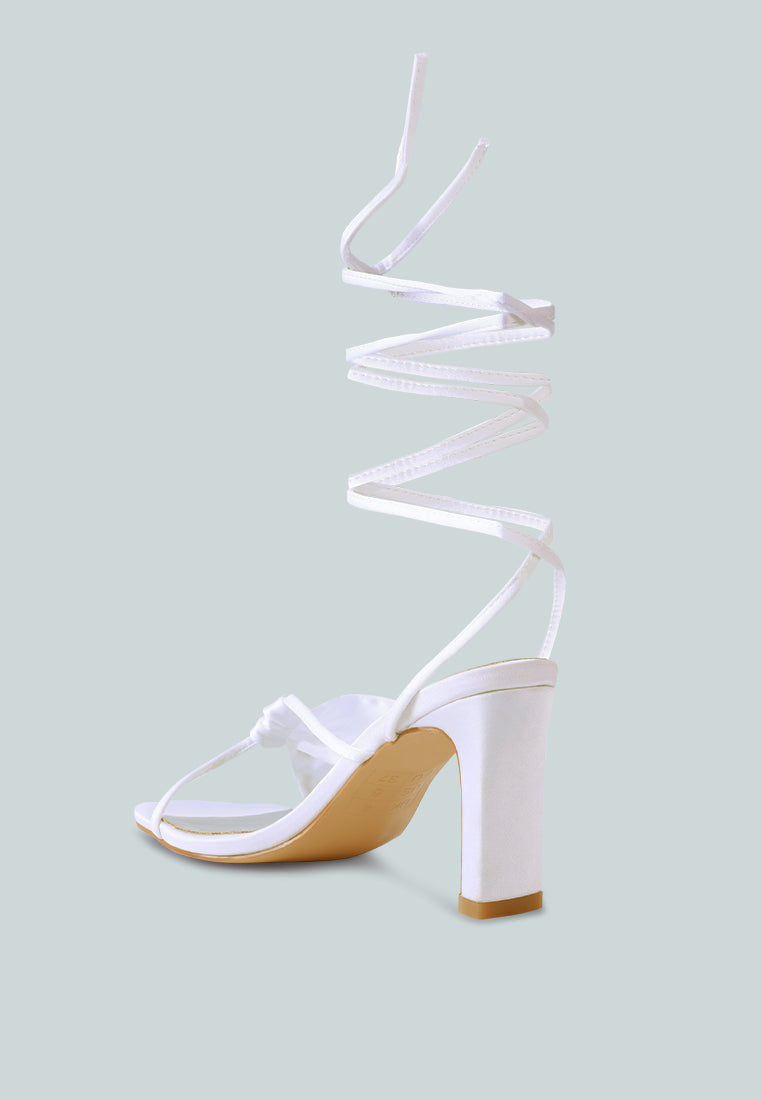 Chasm Satin Ruched Strap Tie Up Sandals