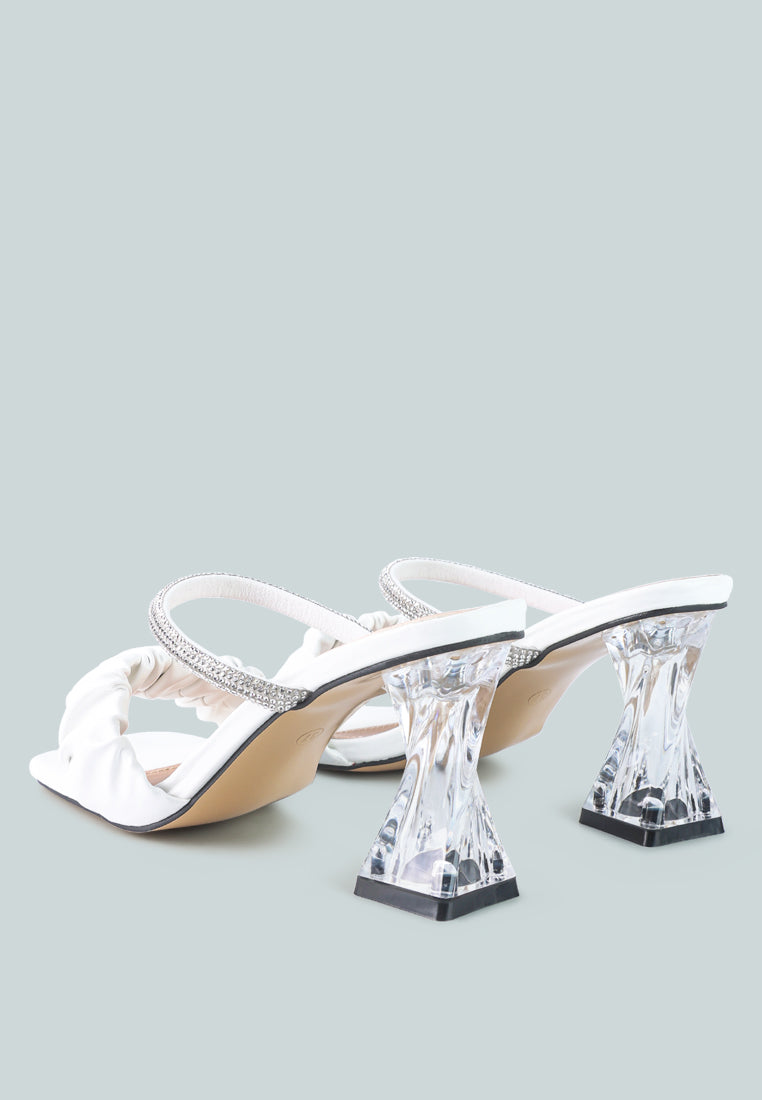 Date Look Clear Heel Rhinestone Sandals