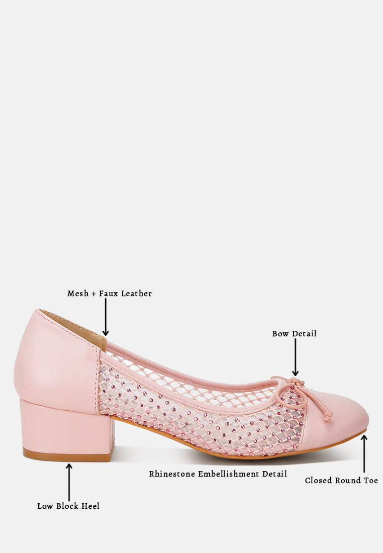 Tudum Rhinestone Detail Mesh Ballerinas